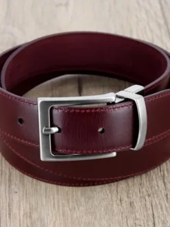 Ceinture réversible bordeaux cuir et nubuck - Clint