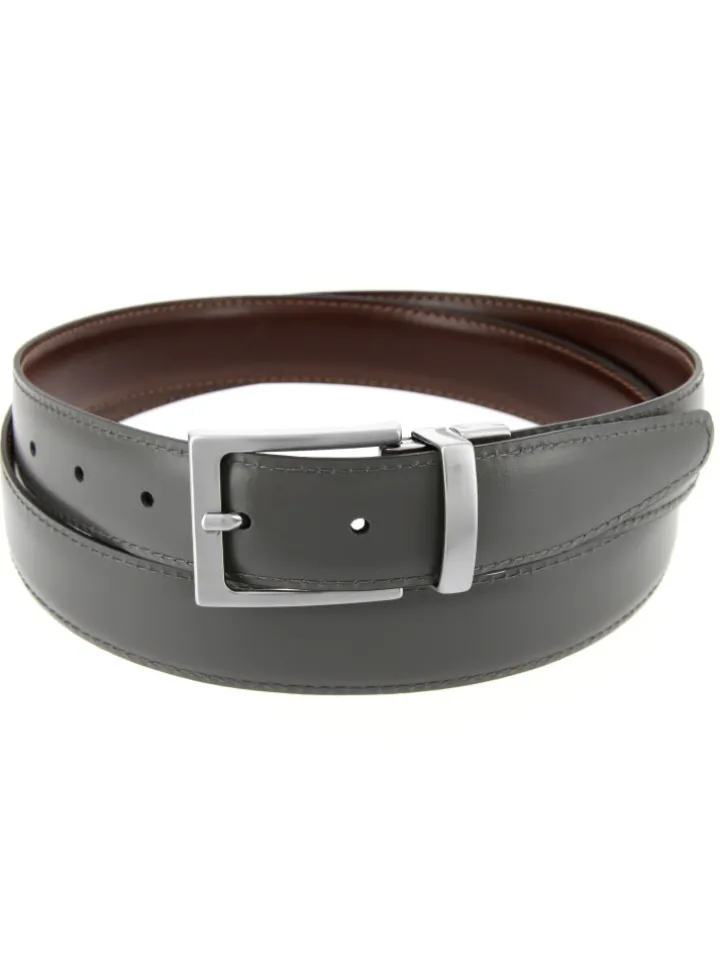 Ceinture réversible marron et grise - James