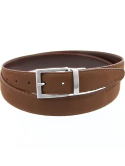Ceinture réversible marron cuir et nubuck - Clint