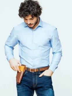 Ceinture réversible marron cuir et nubuck - Clint