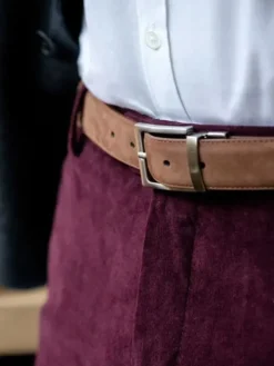 Ceinture réversible marron cuir et nubuck - Clint