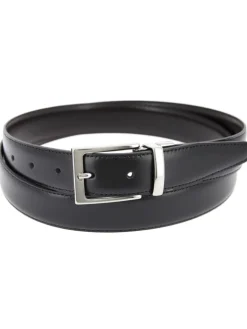 Ceinture réversible noire et marron foncé - James