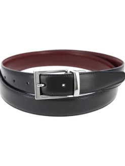 Ceinture réversible noire et bordeaux - James