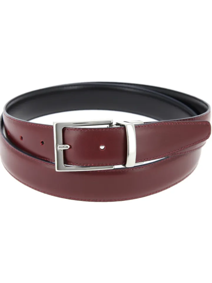 Ceinture réversible noire et bordeaux - James