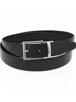 Ceinture réversible noire cuir et nubuck - Clint