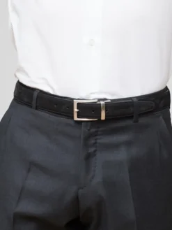 Ceinture réversible noire cuir et nubuck - Clint