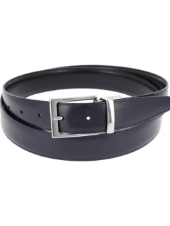 Ceinture réversible noire et bleu marine - James