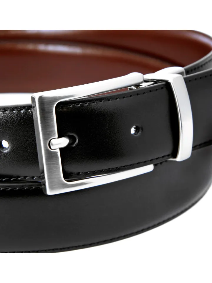 Ceinture réversible noire et marron - James