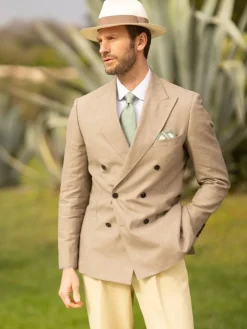Chapeau panama blanc galon taupe
