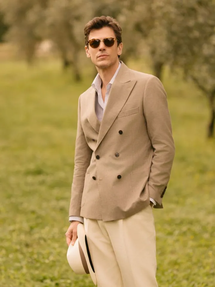 Chapeau panama blanc galon taupe