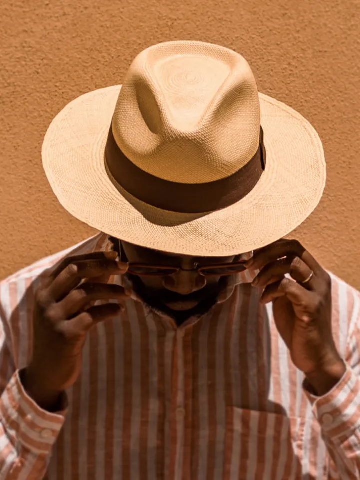 Chapeau panama havane galon marron