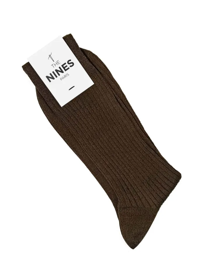 Chaussette fil d'Écosse marron chiné