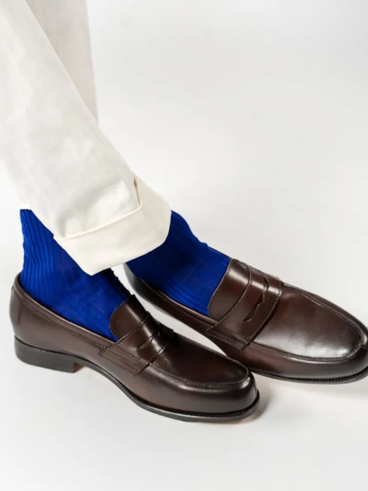 Chaussettes fil d'Écosse bleu électrique