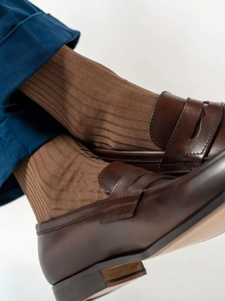 Chaussettes fil d'Écosse havane