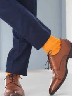 Chaussettes fil d'Écosse jaune moutarde