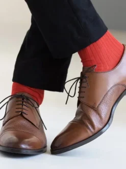 Chaussettes fil d'Écosse orange terre battue