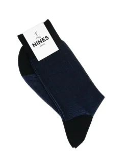 Chaussettes fil d'Écosse striées bleu marine
