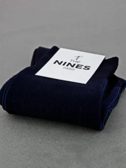Chaussettes fil d'Écosse striées bleu marine