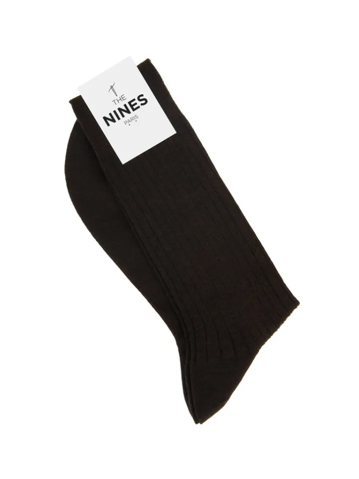 Chaussettes laine vierge marron chocolat