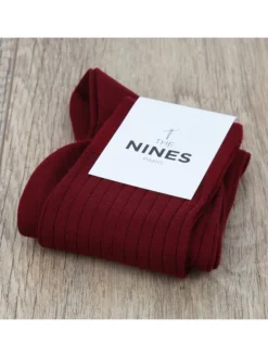 Chaussettes laine vierge rouge carmin