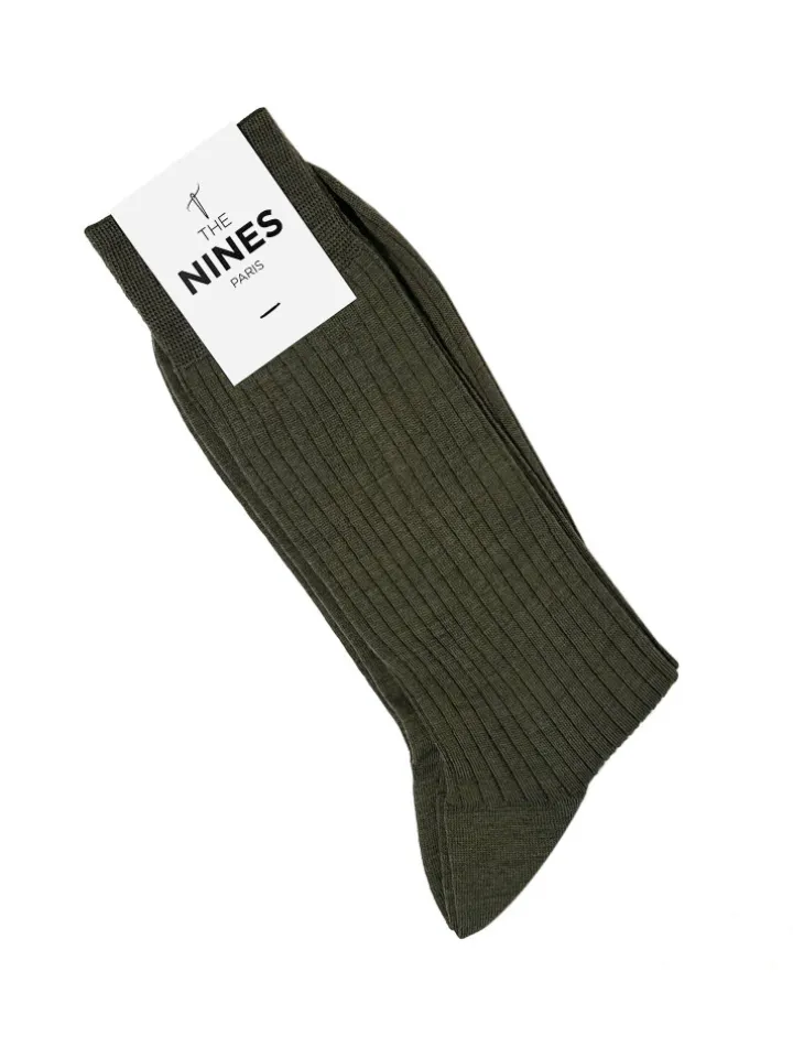 Chaussettes laine vierge verte