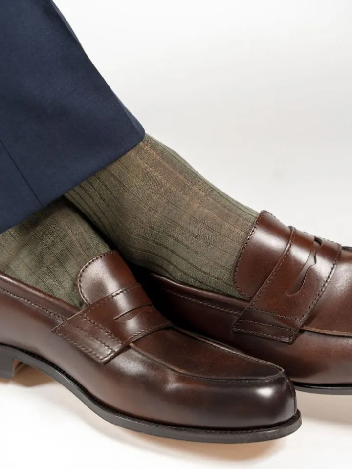 Chaussettes laine vierge verte