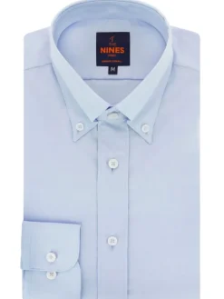 Chemise col américain en oxford bleu ciel