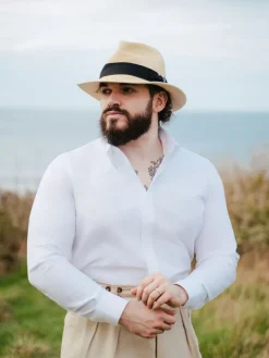 Chemise col américain en oxford blanc