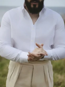 Chemise col américain en oxford blanc