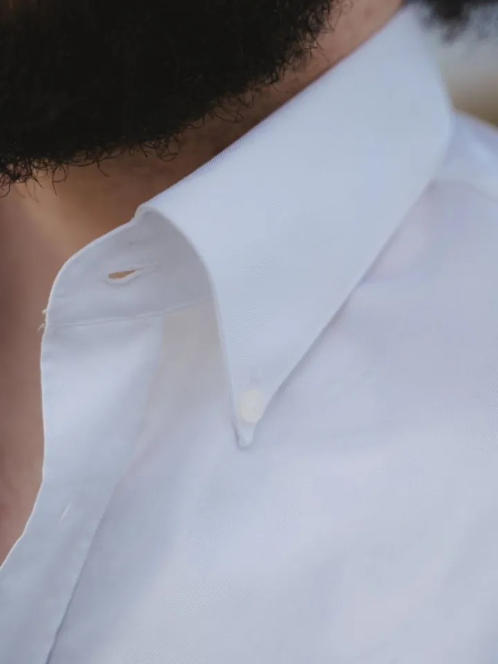 Chemise col américain en oxford blanc