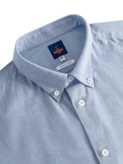 Chemise col américain en oxford japonais bleu ciel