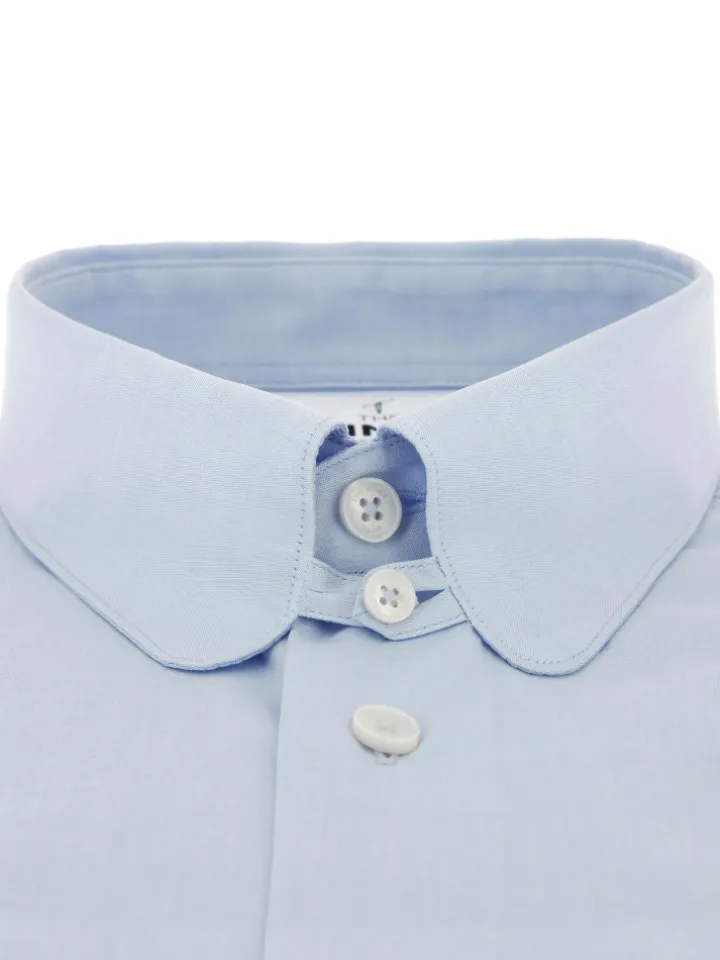 Chemise col anglais bleu ciel à poignets mousquetaire