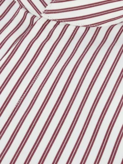 Chemise col droit ouvert à rayures bordeaux