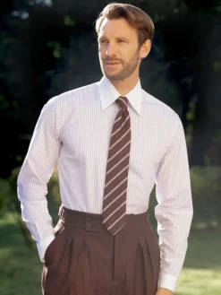 Chemise col français à rayures parme