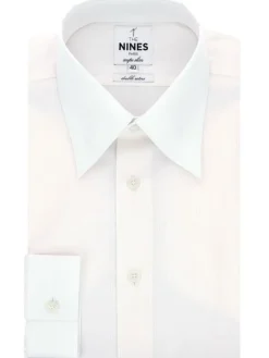 Chemise col français blanche à rayures roses
