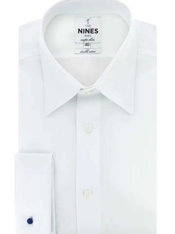 Chemise col français blanche à poignets mousquetaire