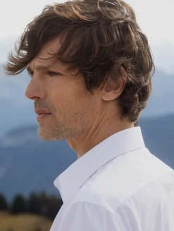 Chemise col français classique en popeline blanche