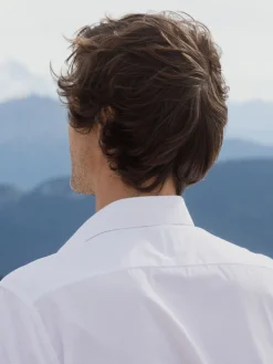 Chemise col français classique en popeline blanche