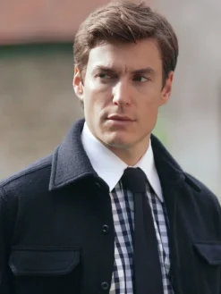 Chemise col français en twill vichy bleu marine