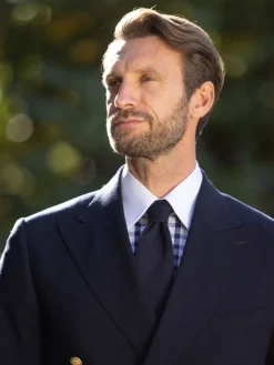 Chemise col français en twill vichy bleu marine