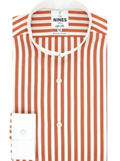 Chemise col inversé à rayures orange
