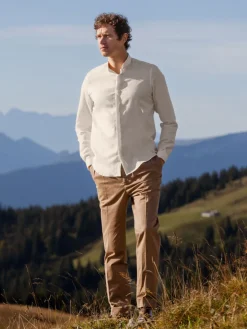Chemise col inversé coton et cachemire écru