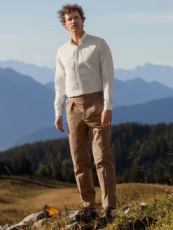 Chemise col inversé coton et cachemire écru