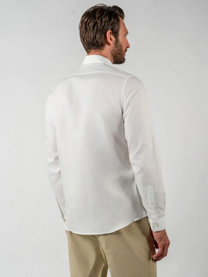Chemise col inversé en lin blanche