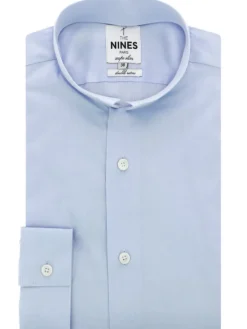 Chemise col inversé en popeline bleu ciel