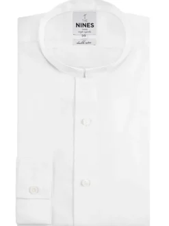 Chemise col inversé en popeline blanche