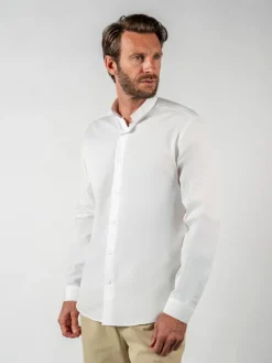 Chemise col inversé en popeline blanche