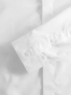 Chemise col inversé en popeline blanche