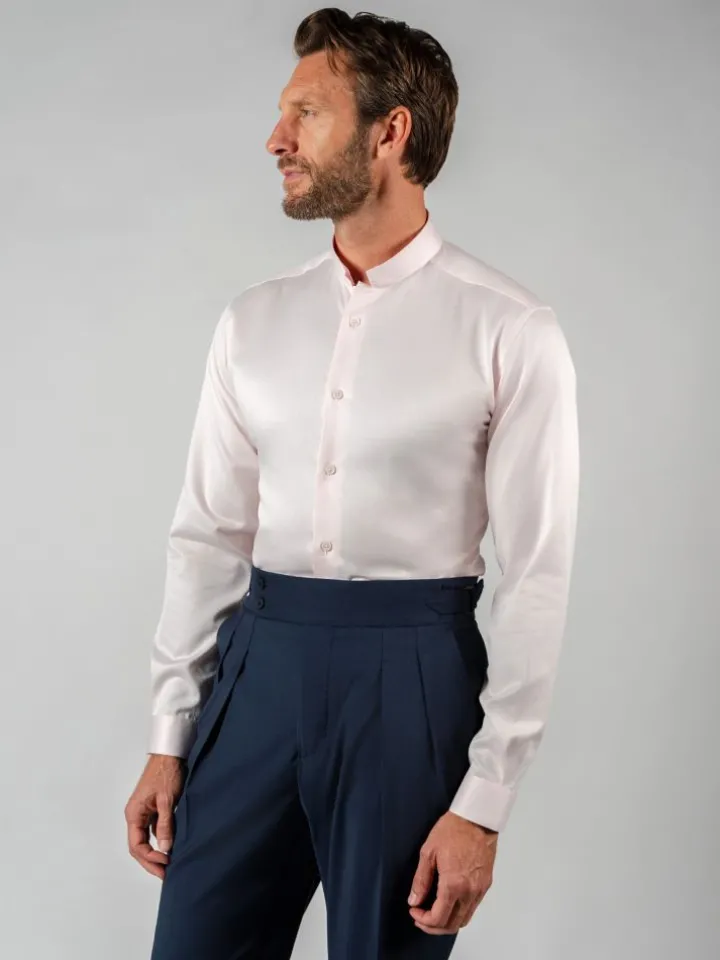 Chemise col inversé mini twill rose