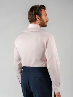 Chemise col inversé mini twill rose